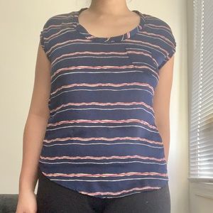 Red, White, and Blue Striped Trendy Angel Blouse